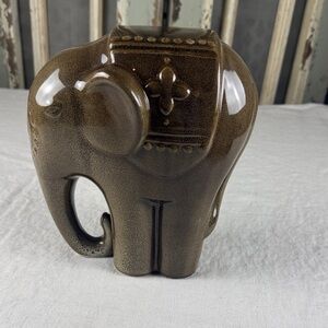 Brown Ceramic Elephant Figurine